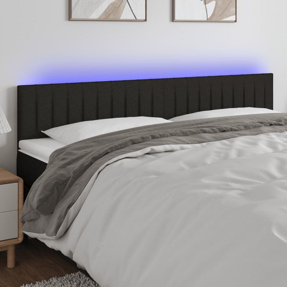 Vidaxl Čelo postele s LED čierne 180x5x78/88 cm látka